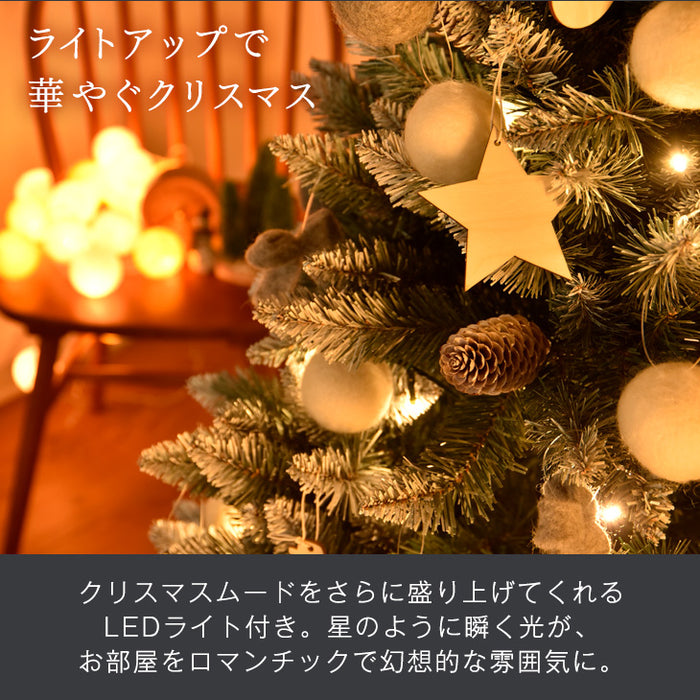 オーナメント＆ライト付 クリスマスツリー 150cm LED 雪化粧 ...