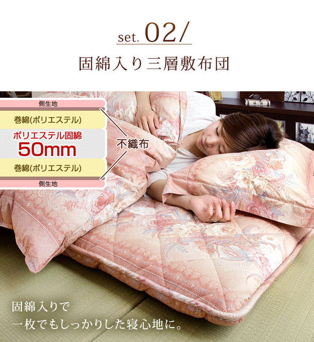 [ダブル] 布団6点セット 増量1.8㎏ ホワイトダックダウン90％ CILシルバーラベル 立体キルト 350dp以上 日本製〔10119079〕