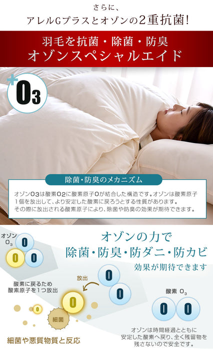 [ダブル] 2枚合わせ 羽毛布団 ホワイトダックダウン85％ CILレッドラベル 立体キルト 300dp以上 抗菌・防臭 日本製 〔10119066〕