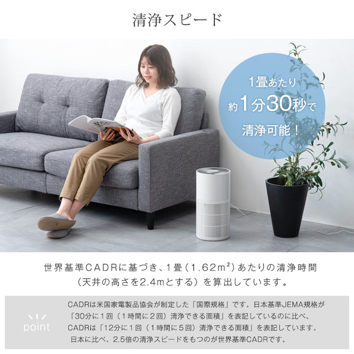 [3点セット] 加湿空気清浄機 交換用フィルター2種付 9畳 UV-C紫外線ランプ搭載 コンパクト 〔77700003〕