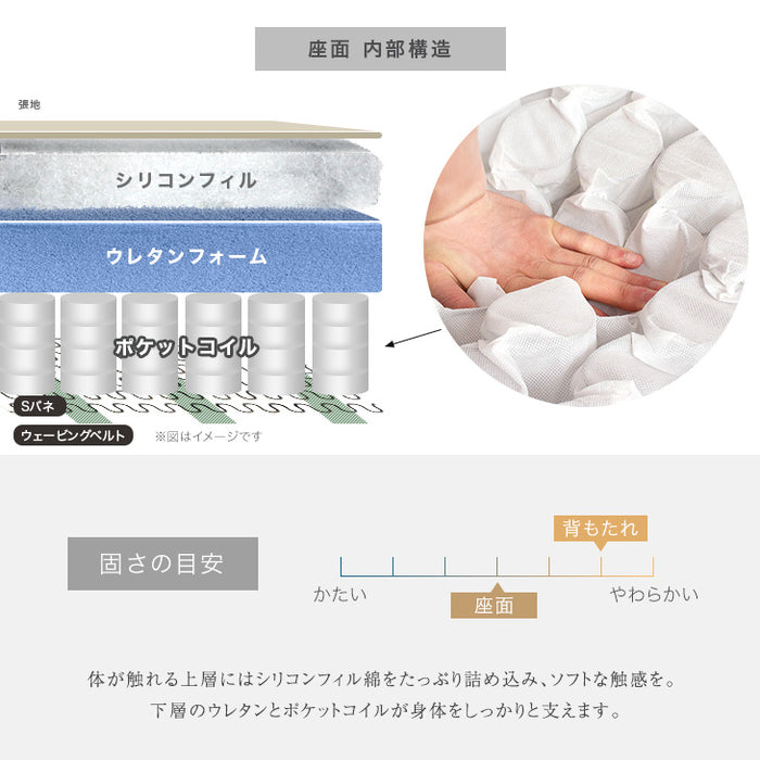 3人掛け 幅240㎝ ファブリック カウチソファ クッション2個付き【超大型商品】【搬入設置無料】〔74800059〕