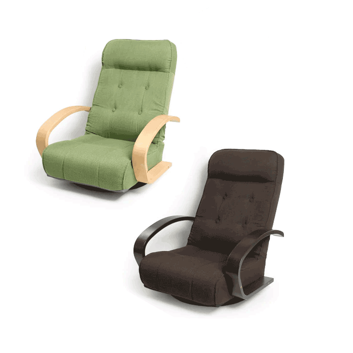 [1人掛け] 回転式 リクライニング 座椅子 ハイバック 肘つき  天然木〔21300026〕