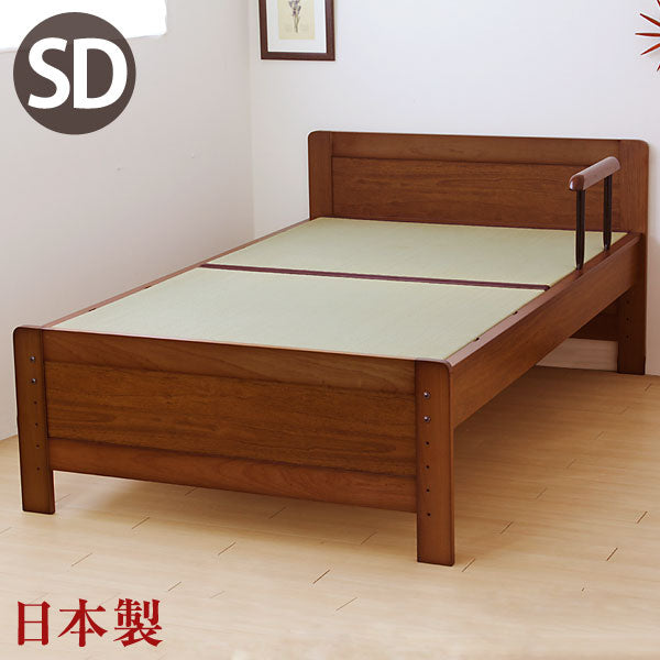 [セミダブル]畳ベッド 日本製 たたみ付 手すり付【超大型商品】〔11519011BR〕