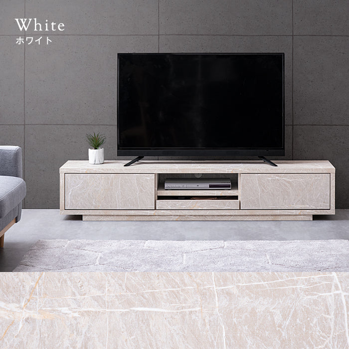幅180cm 大理石＆セラミック調 テレビ台 国産 完成品 ストーン調 TV台 ローボード マーブル柄【超大型商品】〔20010004〕