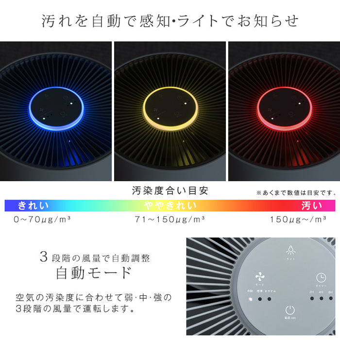 [3点セット] 加湿空気清浄機 交換用フィルター2種付 9畳 UV-C紫外線ランプ搭載 コンパクト 〔77700003〕