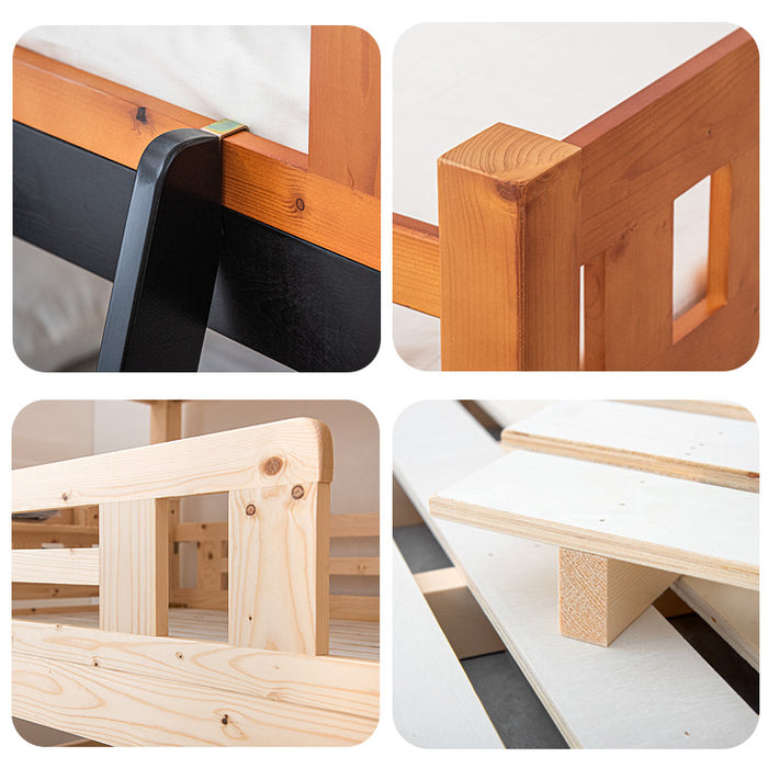 [シングル対応]三段ベッド ライト&コンセント付き宮棚 分割可能 二段ベット 木製 パイン材 学生寮 2段 3段【超大型商品】〔23570085〕