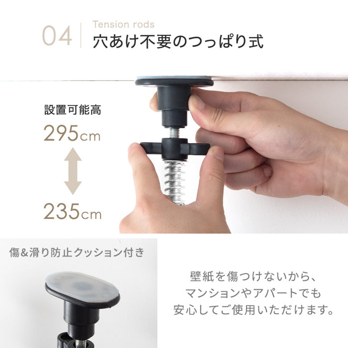 [最大90インチ対応] 突っ張り式 テレビスタンド  収納棚付き 壁掛け風 〔45400068〕