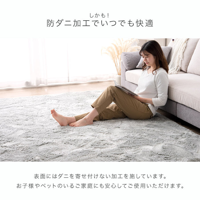 [100×140] 丸洗いできる シャギーラグ 抗菌 防臭 滑り止め付 ホットカーペット対応 ウレタンクッション 〔19510001〕