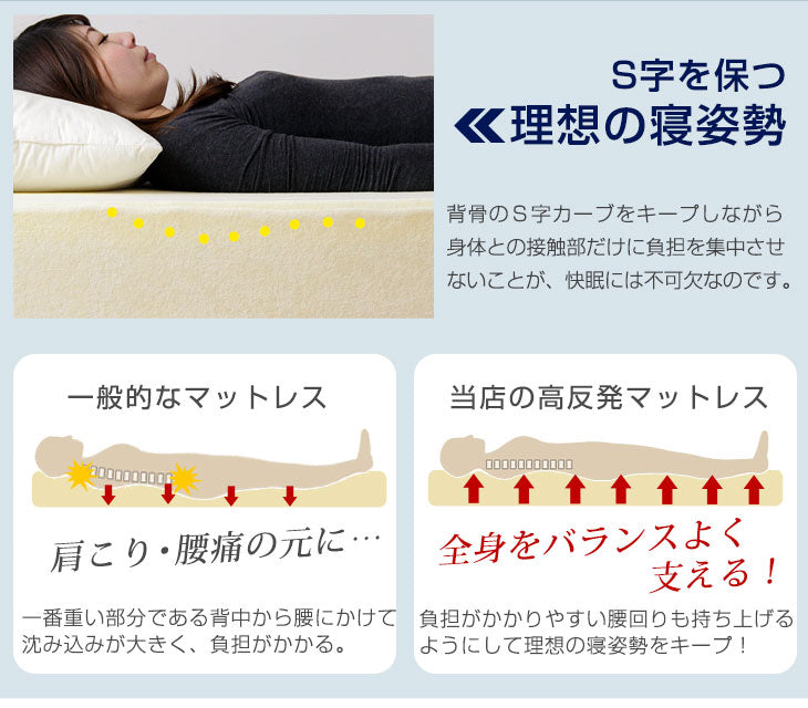 [キング] 「純」高反発マットレス 高密度30D 洗える カバー 腰に優しい 圧縮〔13810108〕