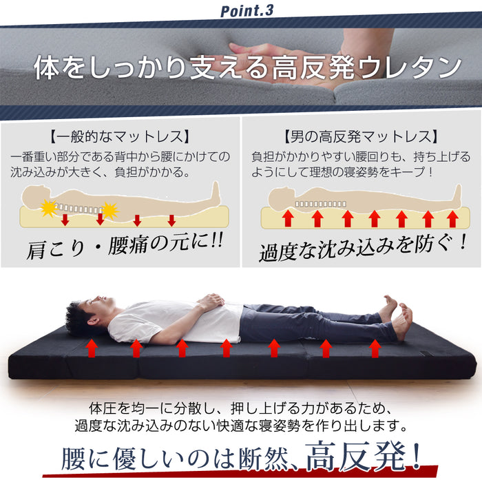 [シングル] 男の高反発ソファマットレス 4way 竹炭 消臭 ソファベッド〔13810128〕