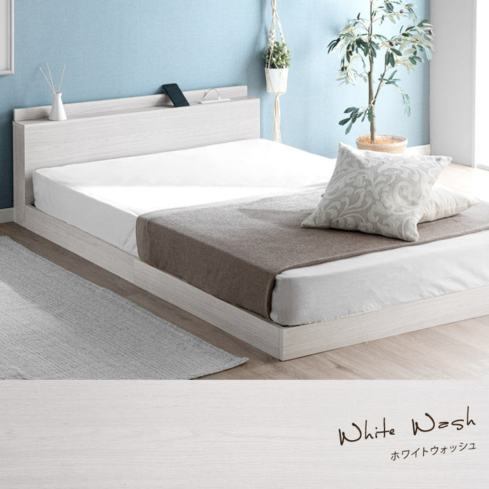 新品 送料込 ダブルベッド 収納 棚 2口コンセント マットレス付 db