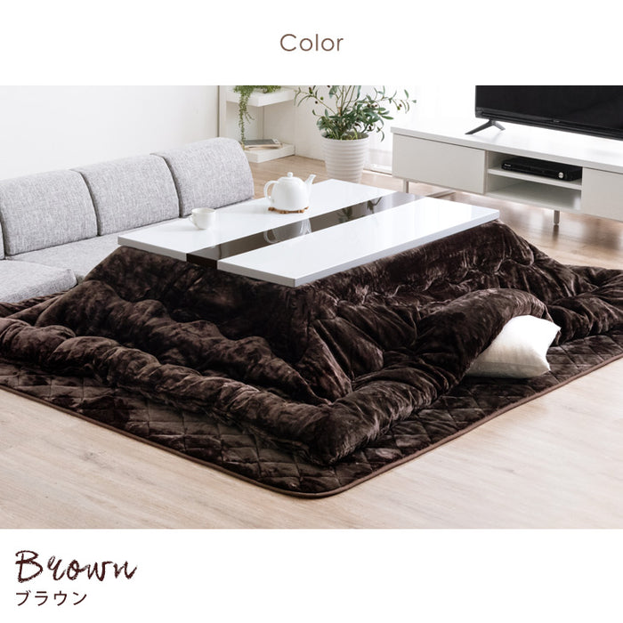 ［3点セット］速暖2秒! ハイグロス こたつ ＋ とろりん掛敷 105×75cm 600Wハロゲンヒーター 手元コントローラー 長方形 こたつ 掛布団 敷布団〔09140736〕