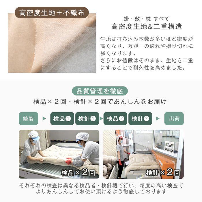 [シングル] 布団7点セット 洗濯可 抗菌 防臭 防カビ 収納ケース＆カバー付き〔26700013〕