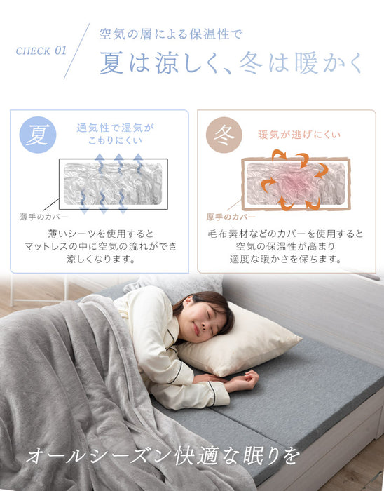 [ダブル] 高反発マットレス 3つ折り 5cm メッシュ 〔43300076〕