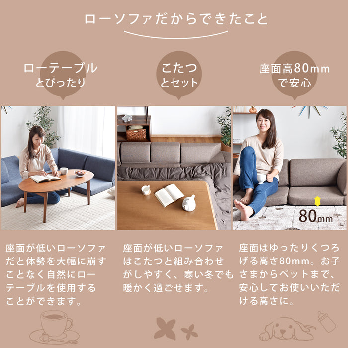 4人掛け ローソファ 4点セット コーナーソファ こたつ用〔15210063〕