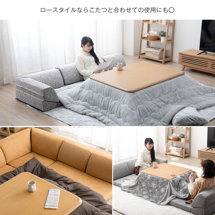 【専用カバー付】3人掛け  ローソファ 3P コーナーソファ ズレ防止テープ付〔15210093〕