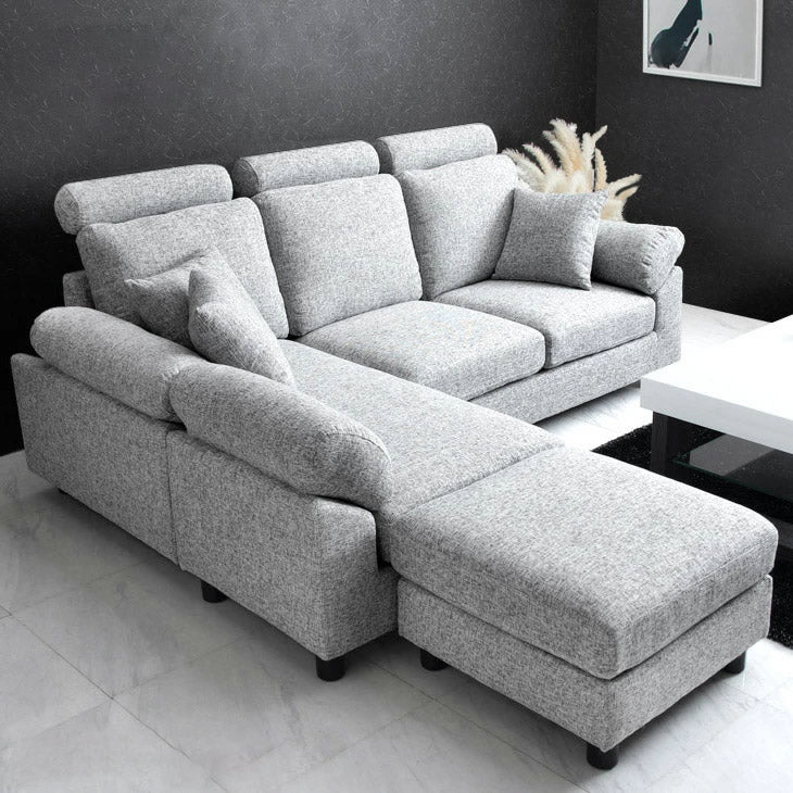 3人掛け ヘッドレスト付 カウチソファ L字 レザー ソファ MODERN DECO ソファー 3人掛け ヘッドレスト付き カウチソファ