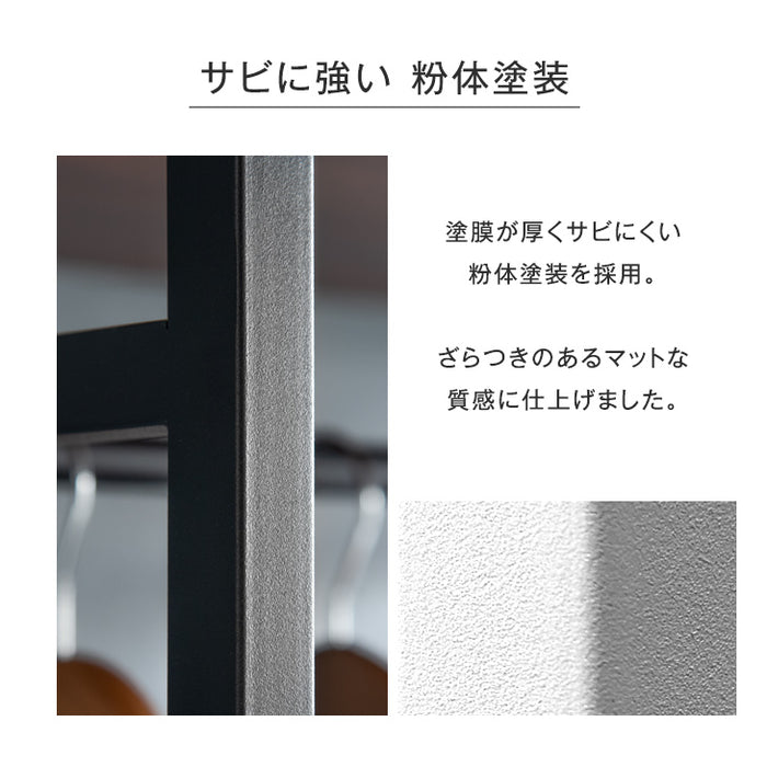 ［幅90cm］ ハンガーラック 小物トレイ付 キャスター付 可動棚 クローゼット〔72600004〕