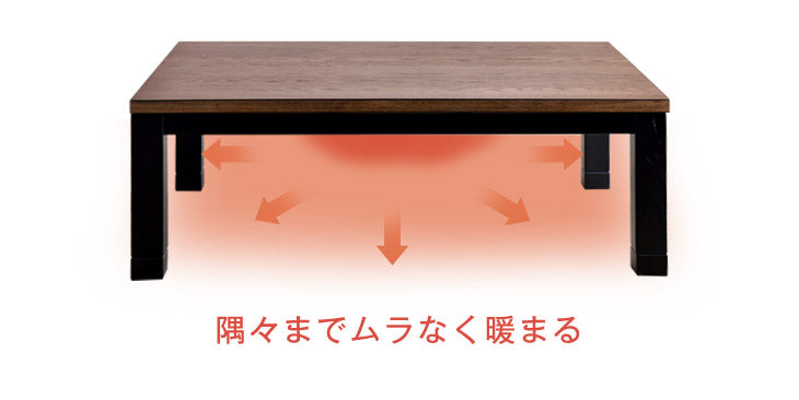 [120×80]速暖 ヴィンテージ調こたつテーブル 長方形 ハロゲンヒーター 手元コントローラー 〔21300083〕
