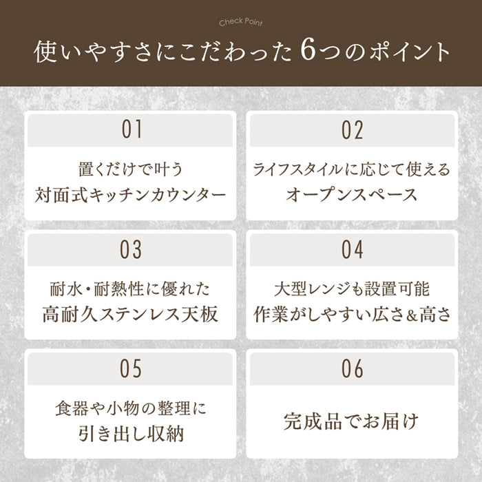 キッチンカウンター 日本製 完成品 大川家具 食器棚 対面式 収納 【超大型商品】〔17010095〕