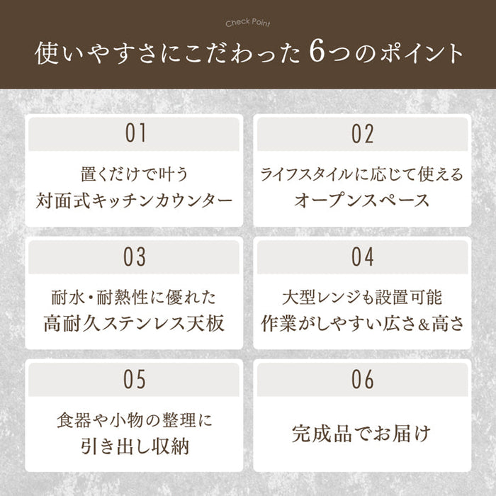 キッチンカウンター 日本製 完成品 大川家具 食器棚 対面式 収納【超大型商品】〔17010096〕