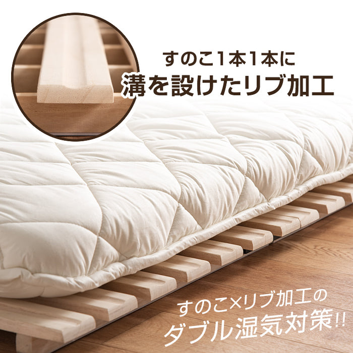 [セミダブル] 累計60万台突破! 二つ折り すのこマット 桐 カビ対策 湿気対策 折りたたみ すのこ〔17610034〕