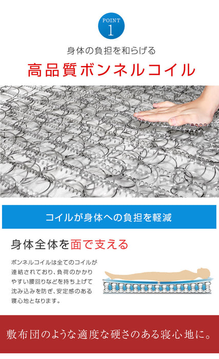 [シングル] ボンネルコイル マットレス 薄型 厚み14cm 圧縮梱包 〔17800144〕