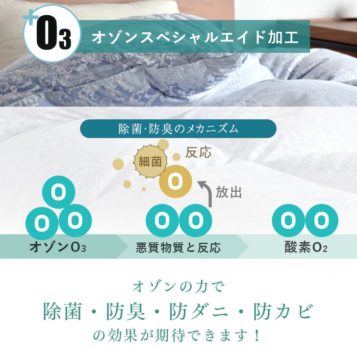 [ダブル] 超増量2.0kg うるおい ファインテイスト生地 羽毛布団 ポーランド産 ホワイトマザーグース95％ CILブラックラベル 二層キルト 440dp以上  かさ高180mm以上 日本製〔10106513〕