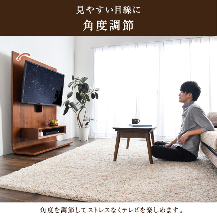 [32～65インチ対応] 天然木 収納棚 高さ7段階 上下角度調節 テレビスタンド【超大型商品】 〔18310005〕