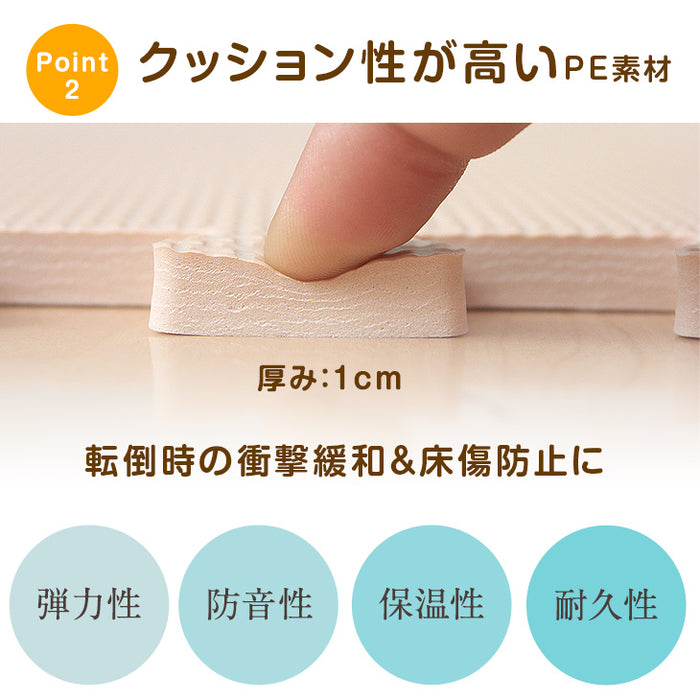 6畳 ノンホル ジョイントマット 32枚 大判 59cm 燃えにくい防炎タイプ サイドパーツ付 単色 床暖房対応〔49400002〕