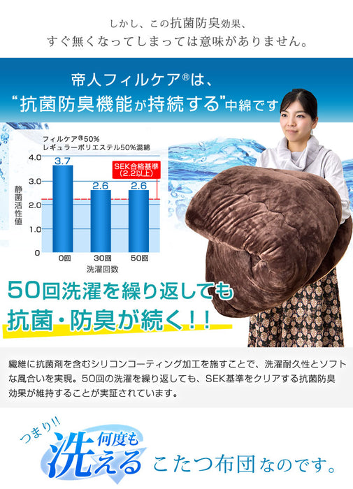 手触り抜群！丸洗いもOK 日本製 フランネル こたつ用掛け布団 長方形 285×205cm 対応こたつサイズ 150×90cm用 〔19800022〕