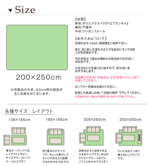 ≪累計66万枚突破≫ [200×250] 丸洗いOK フランネルラグ 滑り止め付 ホットカーペット対応 洗える マイクロファイバー ラグ ラグマット〔24010009〕