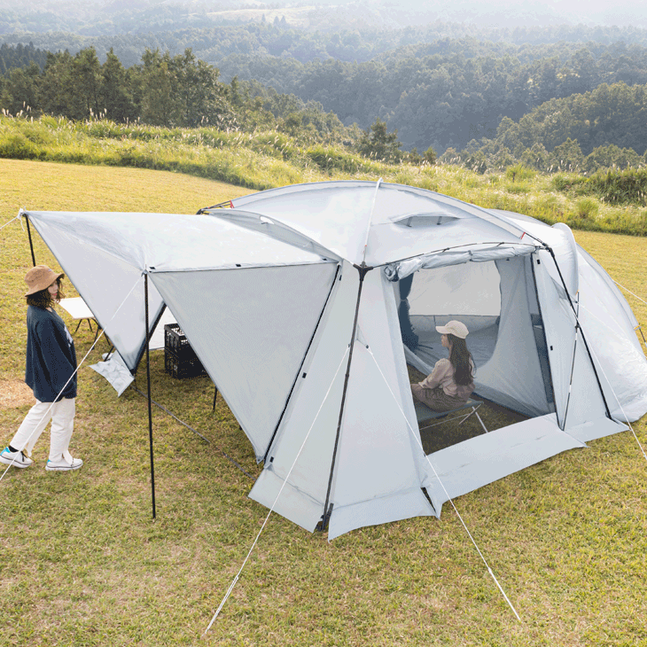 ENDLESS BASE横風や雨から前室を守る 2ルームテント 幅340cm 4〜6人用