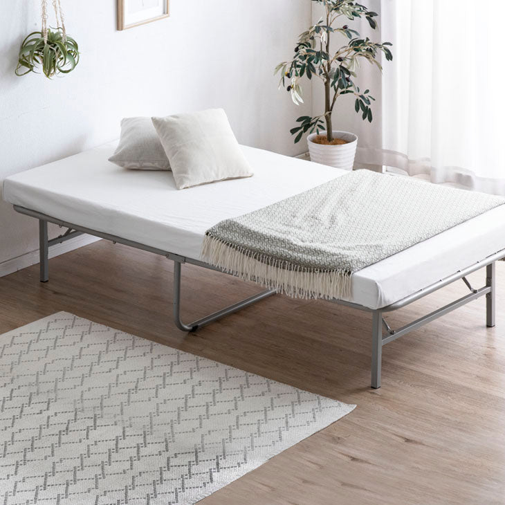 シングル]高反発マットレス付 パイプベッド 折りたたみ 2つ折り