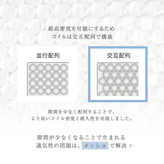 [セミダブル］爽快4Dメッシュ ポケットコイルマットレス 厚み20cm マットレス 硬め 抗菌 高密度 体圧分散〔20910003〕