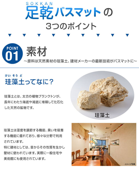 3枚セット 珪藻土 バスマット 天日干し出来る  シャワーで洗える 速乾 日本製 〔21100003〕