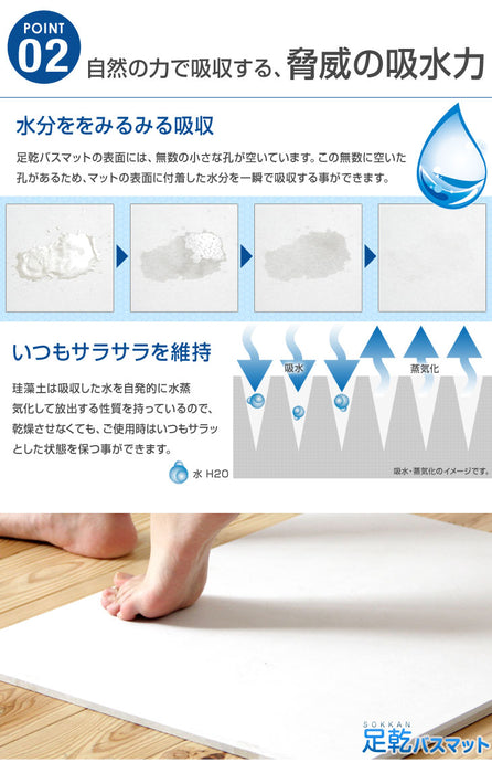 4枚セット 珪藻土 バスマット天日干し出来る  シャワーで洗える 速乾 日本製 〔21100004〕