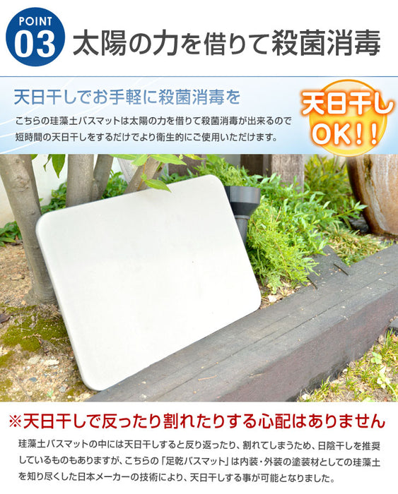 3枚セット 珪藻土 バスマット 天日干し出来る  シャワーで洗える 速乾 日本製 〔21100003〕