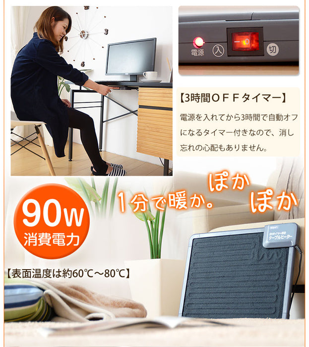 2個セット デスクパネルヒーター 3時間タイマー付  省エネ 薄型 コンパクト 足元ヒーター〔21300006〕