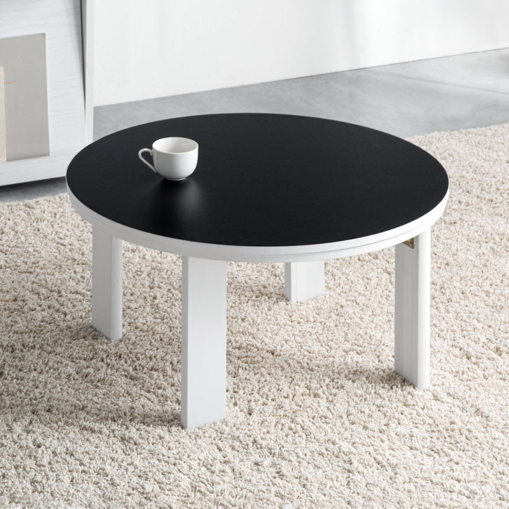 リバーシブル 折れ脚コタツ円形70WH スリムこたつ 即納] こたつテーブル 70cm リバーシブル 折れ脚 円形