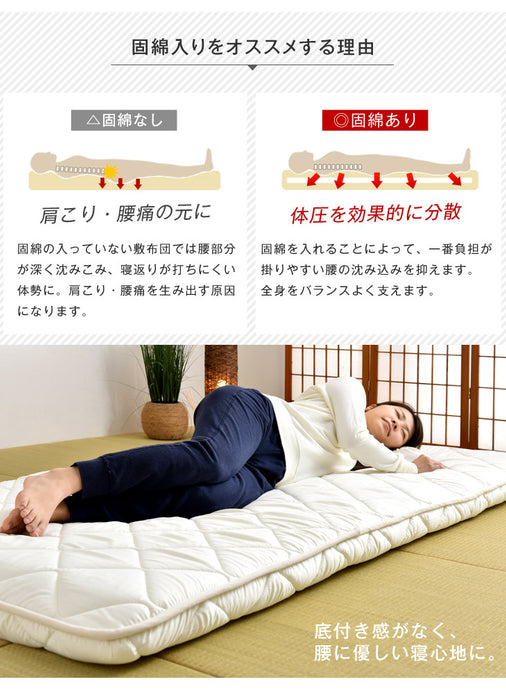 [シングル] 極厚4層 敷布団 日本製 防ダニ 抗菌防臭 吸汗速乾 マットレス不要 帝人マイティトップ〔22200013〕