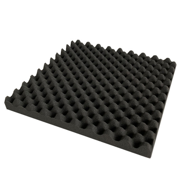 吸音材 5枚セット 50×50cm 厚み .5cm 日本製 難燃 波型 プロファイル 吸音材 ウレタンフォーム スポンジ 50mm 吸音 防音 壁 壁面 スタジオ 楽器 賃貸 マンション アパート ブラック〔23300054〕