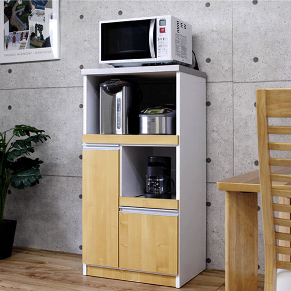幅60cm 米びつ付 食器棚 日本製 レンジ台 キッチンボード コンセント