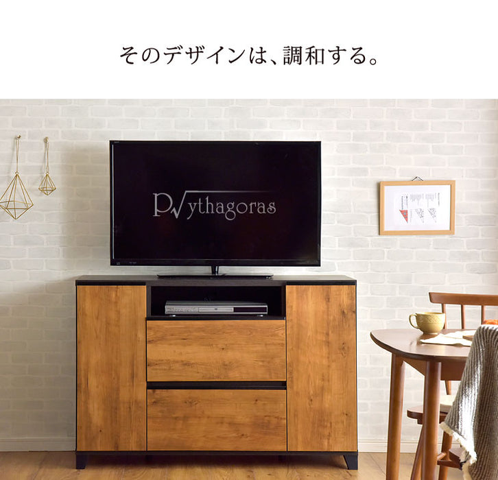 幅120cm テレビ台 ハイタイプ  国産 完成品  *ピタゴラス-TG*  【超大型商品】〔24900014〕