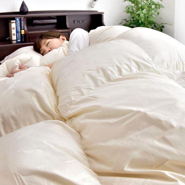 [セミダブル] 羽毛布団 増量1.5kg マザーグースダウン95％ CILブラックラベル 立体キルト 440dp以上 かさ高180mm以上 超長綿60サテン 日本製〔39100019〕