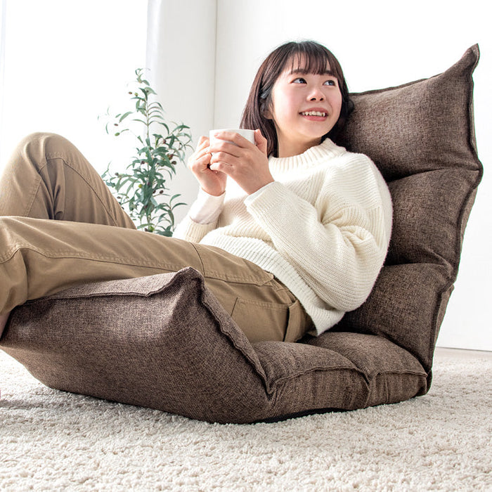 ★12時～販売開始★【アウトレット半額!! キャンセル戻り品】リクライニング座椅子 14段ギア 低反発 コンパクト ブラウン〔6517000191out・out3174〕