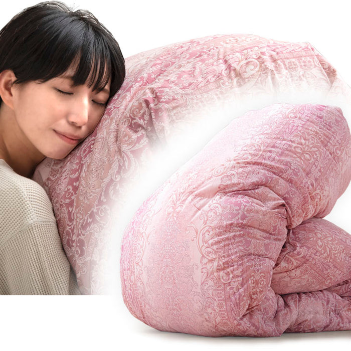 [ダブル] 超増量2.0kg うるおい ファインテイスト生地 羽毛布団 ポーランド産 ホワイトマザーグース95％ CILブラックラベル 二層キルト 440dp以上  かさ高180mm以上 日本製〔10106513〕