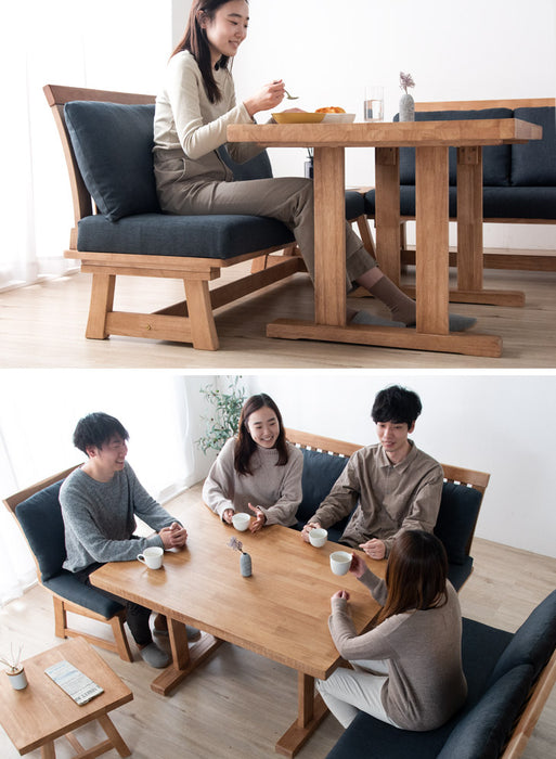 5人掛け 和モダン リビングダイニング5点セット【搬入設置込み】【超大型商品】〔30030044〕
