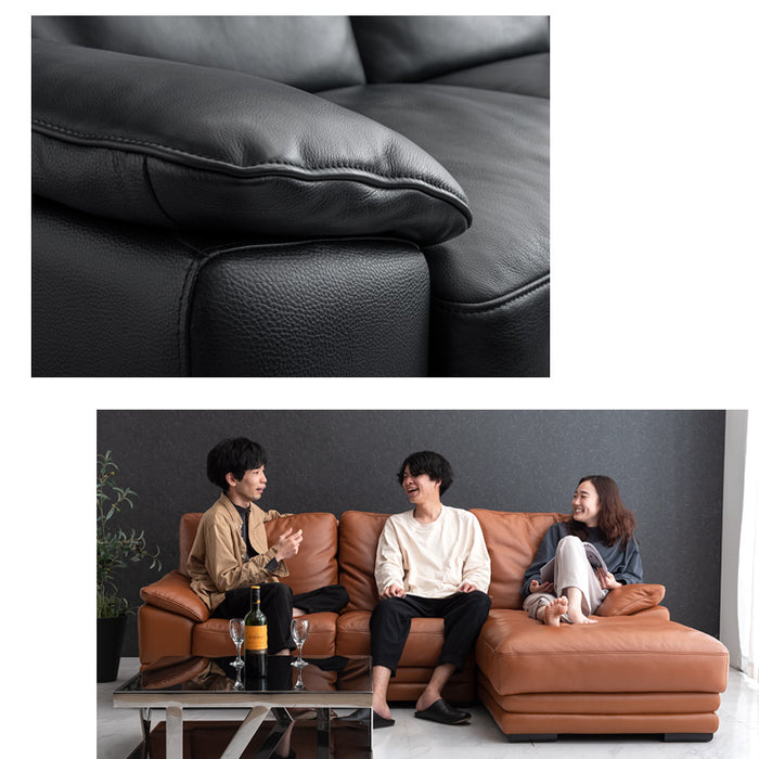 幅230cm] 3人掛け 本革 カウチソファ モダンスタイル【超大型商品
