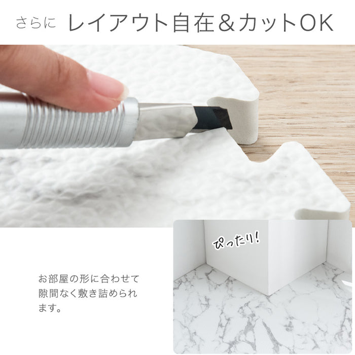 12畳 大理石調 ジョイントマット 64枚 大判59cm 洗える 防音 抗菌 防臭 床暖房対応〔31800017〕